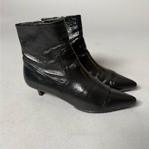 Lanvin black Pointed-Toe Kitten Heel Ankle Boots